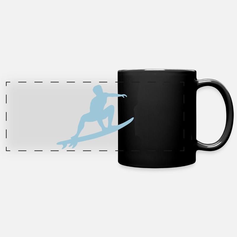 Surfeur, Surfing Silhouette - Mug panoramique uni - noir
