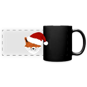 Renard de Noël - Mug panoramique uni - noir - Devant