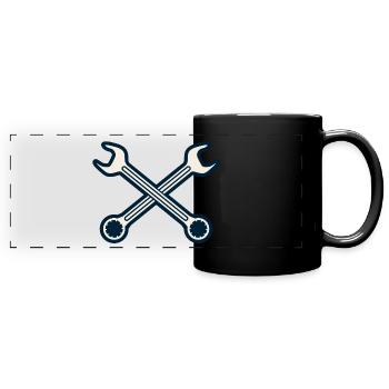 Maul Ring Schlüssel gekreuzt - Panorama-Tasse farbig - Schwarz - Vorne