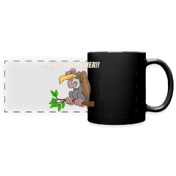 Weiss der Geier - Panorama-Tasse farbig - Schwarz - Vorne