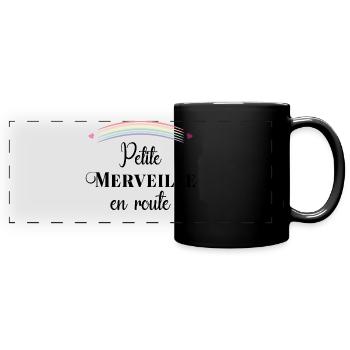 Idée Cadeau future maman petite merveille en route - Mug panoramique uni - noir - Devant