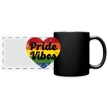Pride Vibes Heart Design - Full Colour Panoramic Mug - black - Front