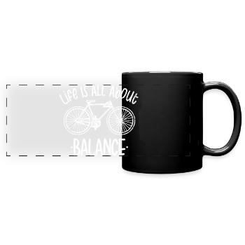 Balance on Two Wheels - Full Colour Panoramic Mug - black - Front