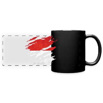Indonésie - Drapeau national, rayures, fissures - Mug panoramique uni - noir - Devant