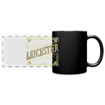 Leicester England UK City Font Vintage Retro - Full Colour Panoramic Mug - black - Front