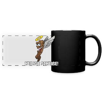 Heilige Scheiße - Panorama-Tasse farbig - Schwarz - Vorne