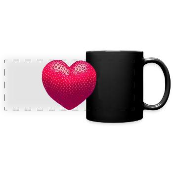 Cœur de fraise - Mug panoramique uni - noir - Devant