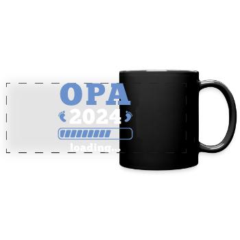 Schwangerschaftsverkündung 2024 Werdender Opa - Panorama-Tasse farbig - Schwarz - Vorne