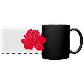 Graffiti d'une rose rouge - Mug panoramique uni - noir - Devant