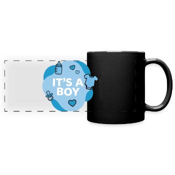 Es ist eine Babyparty für Jungen und Babys - Panorama-Tasse farbig - Schwarz - Vorne