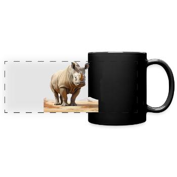 Desert Rhino Illustration - Full Colour Panoramic Mug - black - Front