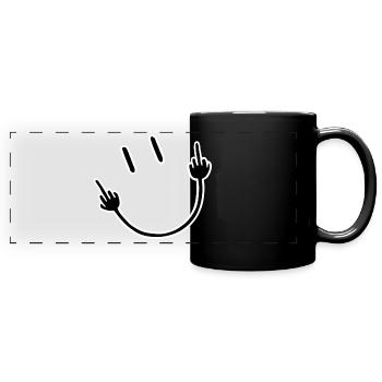 Visage avec le geste du majeur - Mug panoramique uni - noir - Devant