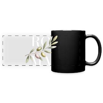 ROMA – Olive Branch - Full Colour Panoramic Mug - black - Front
