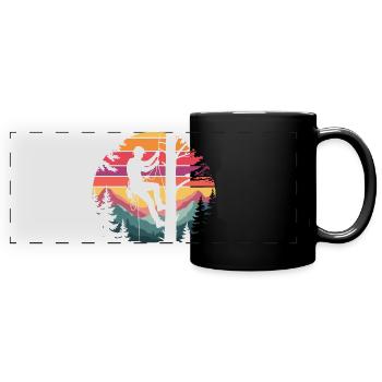 Grimpeurs dans la forêt du couchant de soleil - Mug panoramique uni - noir - Devant