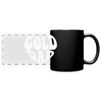 Logo petit cœur de papa doré (couleur personnalisée) - Mug panoramique uni - noir - Devant