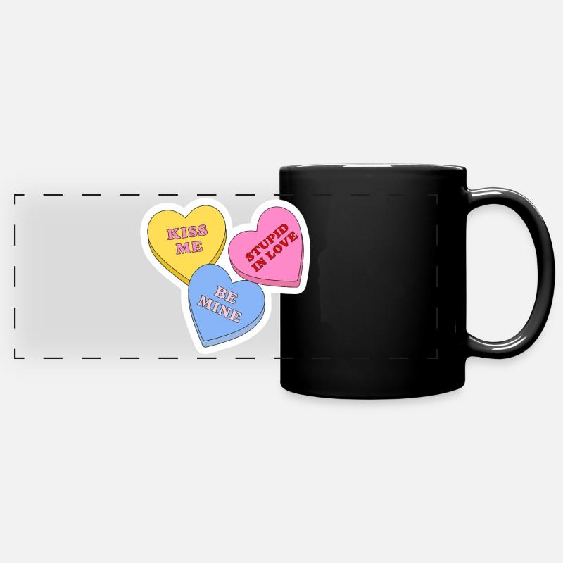 Candy Hearts Design - Full Colour Panoramic Mug - black