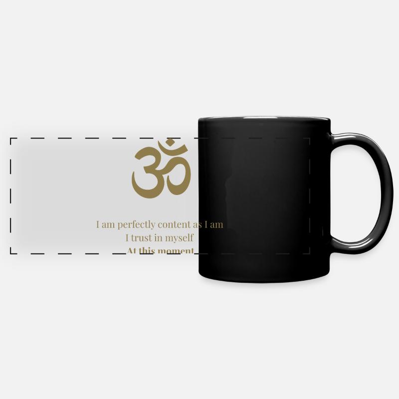 OM Mantra – I am perfectly content - Full Colour Panoramic Mug - black