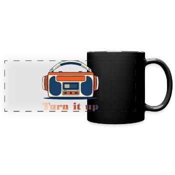 Turn It Up Vintage Radio - Full Colour Panoramic Mug - black - Front