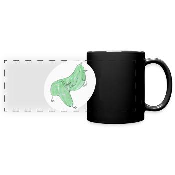 Minimalist Abstract Green Bird - Full Colour Panoramic Mug - black - Front