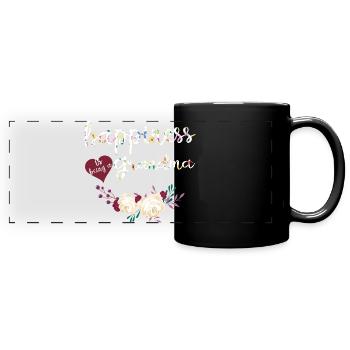 Le bonheur, c’est être la chemise fleurie de grand-mère - Mug panoramique uni - noir - Devant