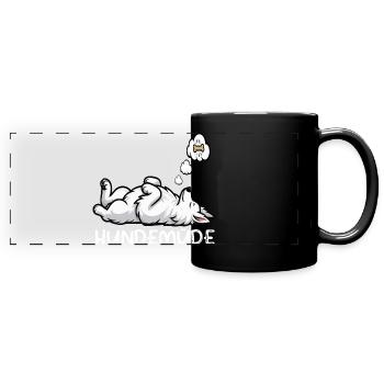 Hundemüde Weißer Schäferhund Schäferhundbesitzer - Panorama-Tasse farbig - Schwarz - Vorne
