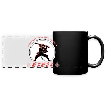 Ninja-Krieger-Emblem – Kampfsport-Design - Panorama-Tasse farbig - Schwarz - Vorne