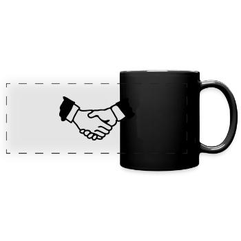 Poignée de main - Mug panoramique uni - noir - Devant