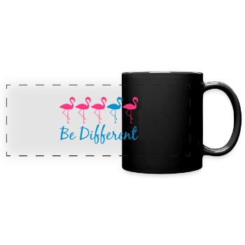 text difference be different many team pattern re - Full Colour Panoramic Mug - black - Front