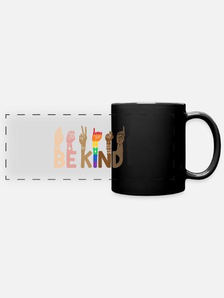 Be Kind LGBT Regenbogen - Panorama-Tasse farbig - Schwarz
