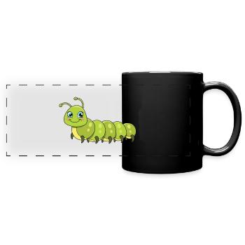 Raupe - Panorama-Tasse farbig - Schwarz - Vorne