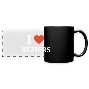 i love béziers - Mug panoramique uni - noir - Devant