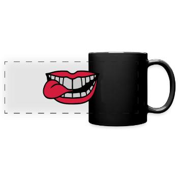 Stretch out your mouth tongue - Full Colour Panoramic Mug - black - Front