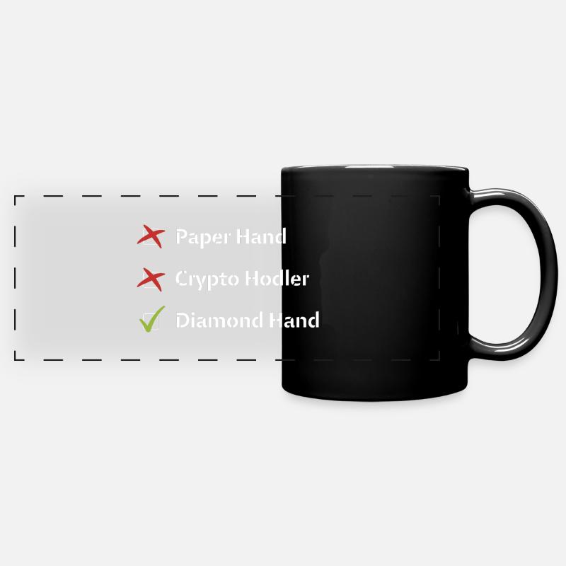 Check-list crypto main de diamant coché - Mug panoramique uni - noir