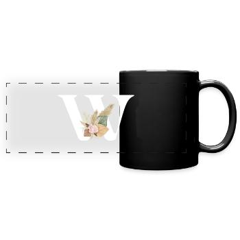 Buchstabe W Blumen - Panorama-Tasse farbig - Schwarz - Vorne