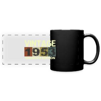 Vintage Geburtstag Retro Sonnenuntergang Design - Panorama-Tasse farbig - Schwarz - Vorne