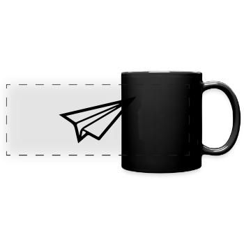 Avion en papier 01 - Mug panoramique uni - noir - Devant