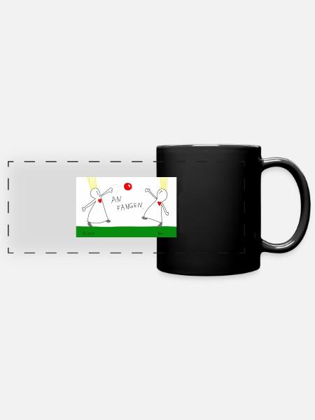 Anfangen! - Panorama-Tasse farbig - Schwarz