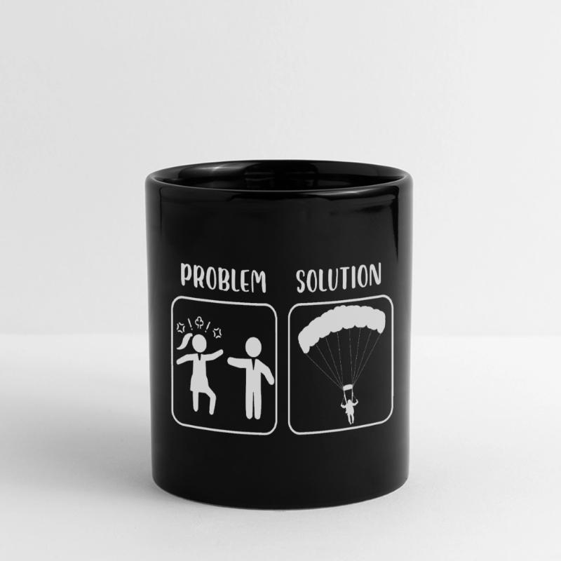 Problem Solution Wife Husband Parachute Skydiving Full Colour Panoramic Mug