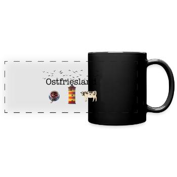 Ostfriesland - Panorama-Tasse farbig - Schwarz - Vorne