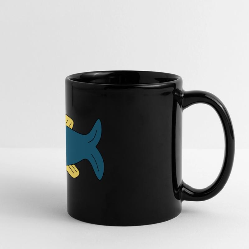 blue fish comic fish Full Colour Panoramic Mug