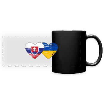 Slowakei Ukraine Flagge Herz used - Panorama-Tasse farbig - Schwarz - Vorne