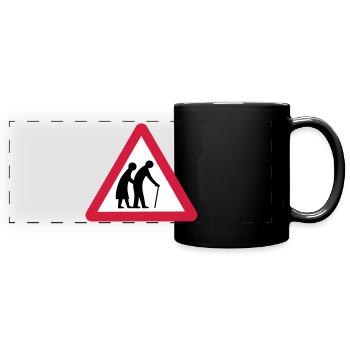 Attention Old gens de passage Signalisation - Mug panoramique uni - noir - Devant