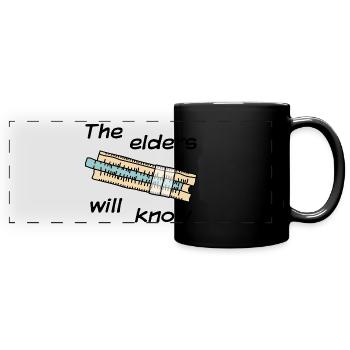 Rechenschieber - The elders will know - dunkel - Panorama-Tasse farbig - Schwarz - Vorne
