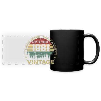 September 1981 Vintage Geburtstagsgeschenk 1981 - Panorama-Tasse farbig - Schwarz - Vorne