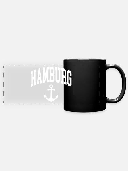 Hamburg - Panorama-Tasse farbig - Schwarz