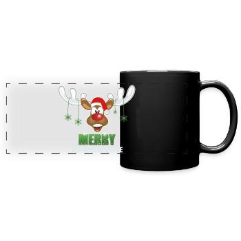 Eighth reindeer moose Merry Christmas mosses - Full Colour Panoramic Mug - black - Front