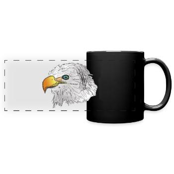 Eagle head with beak big head - Full Colour Panoramic Mug - black - Front