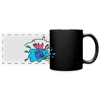Tintenfasswurf - Panorama-Tasse farbig - Schwarz - Vorne