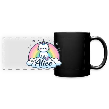 Alice Name First Name Unicorn Cat - Full Colour Panoramic Mug - black - Front