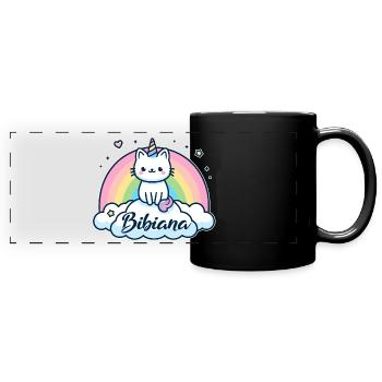 Bibiana nom Prénom Chat licorne - Mug panoramique uni - noir - Devant